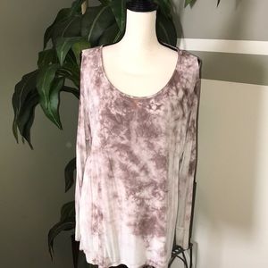 Soft & Sexy woman’s tie dye cold shoulder blouse, size XL